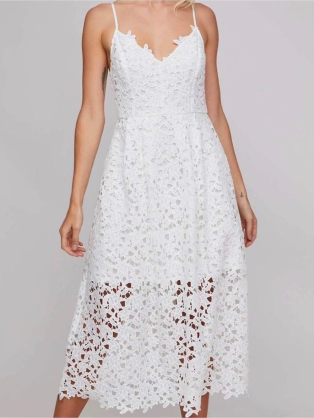 ASTR White Lace Midi dress